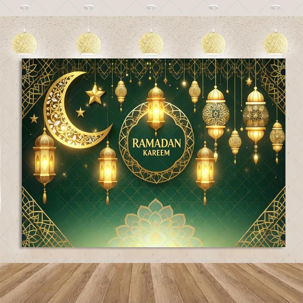 Eid-Thema Hintergrund, Goldene Dekorationen für Ramadan Mubarak Feiertage, Haushaltswaren, Kareem Muslimisches Islamisches Geschenk, Fotostudio Zubehör