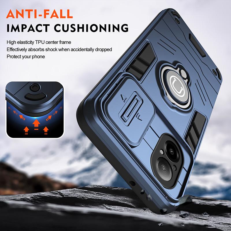 For Realme C67 4G Slide Camera Lens Protector Armor Case For Realme C67 Military Grade Bumpers Magnet Ring Cover For Realme C67