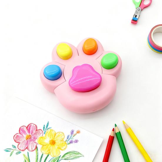 Cat Paw Highlighter Set Cute Animal Shaped Marker Pens for Note Taking