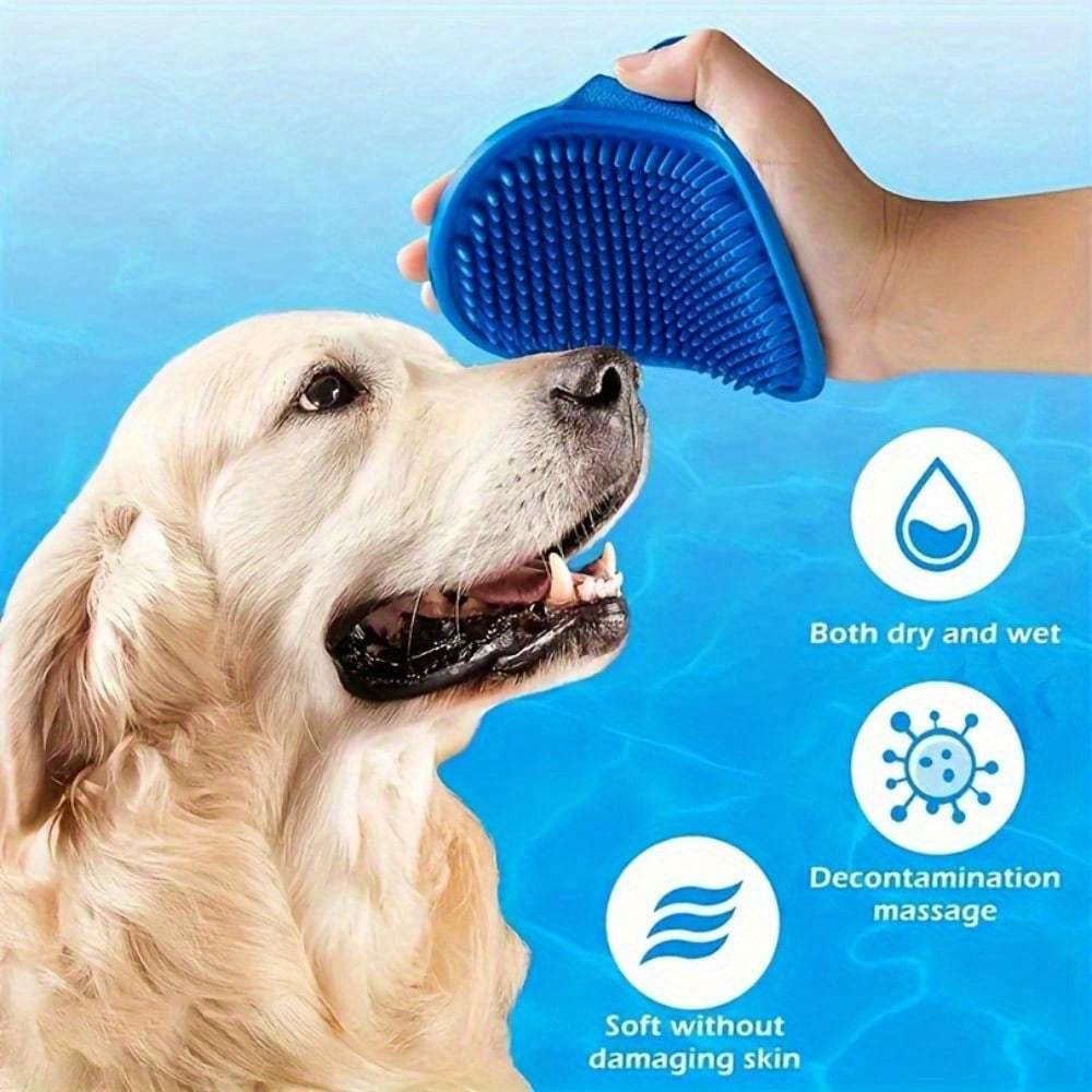 2PCS/1pc Pet Bathing Brush, Cat Massage Brush, Dog Bathing Gloves, Silicone Cleaning Rubber Bathing Comb With Adjustable For Long&Short Haired