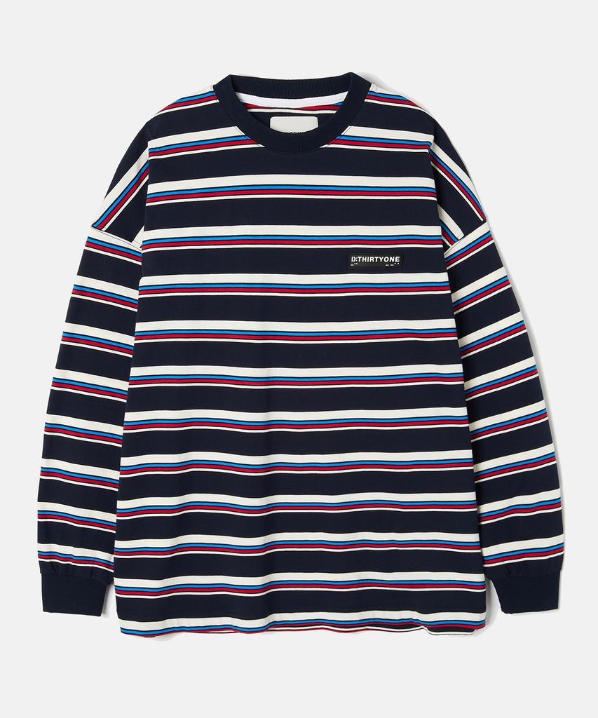 DTHIRTYONE Multi Stripe Long-Sleeved T-Shirt (Navy)