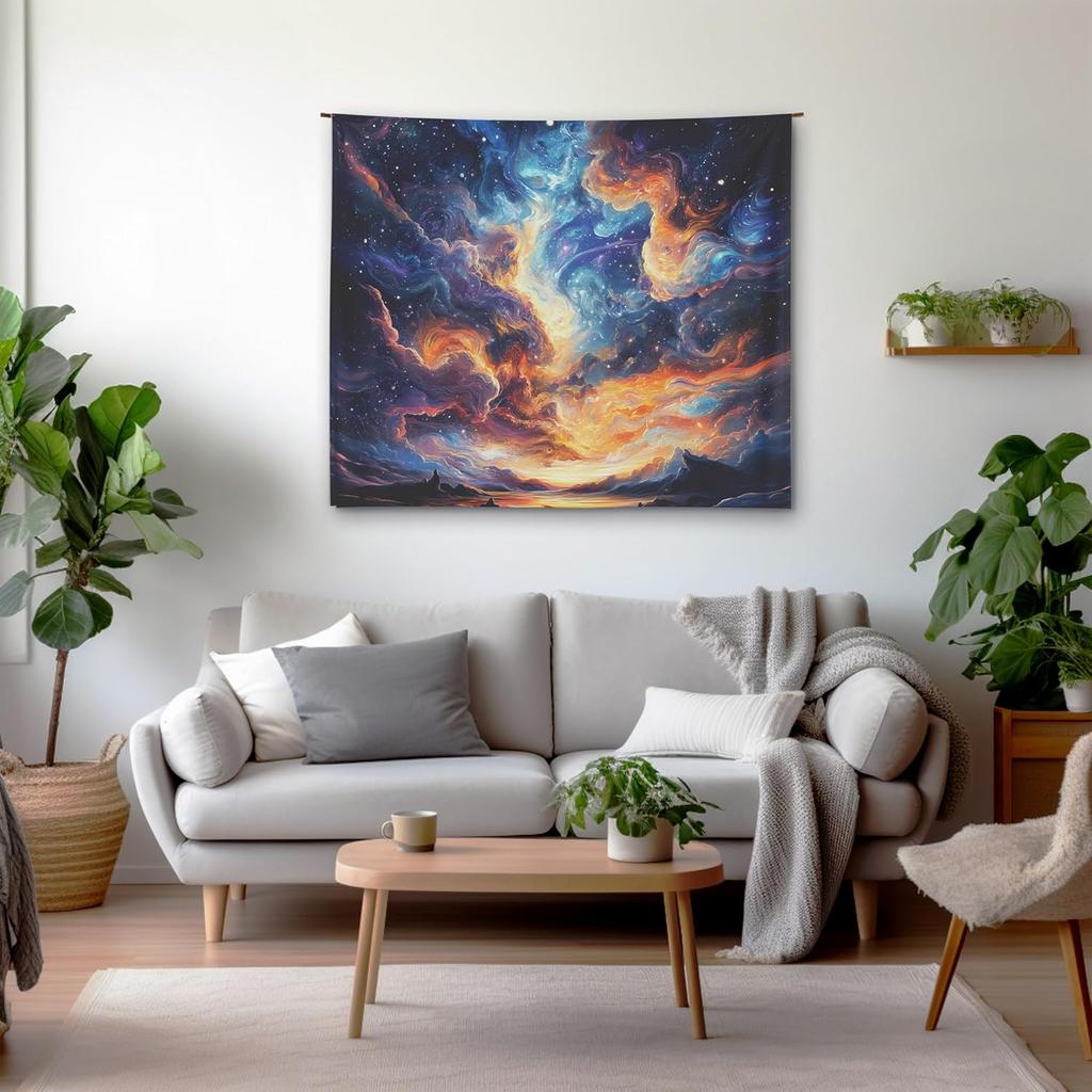 Psychedelic Galaxy Tapestry,Abstract Cosmic Nebula Wall Art, Colorful Trippy Space Cloud Decor For Bedroom, Aesthetic Gamer Room