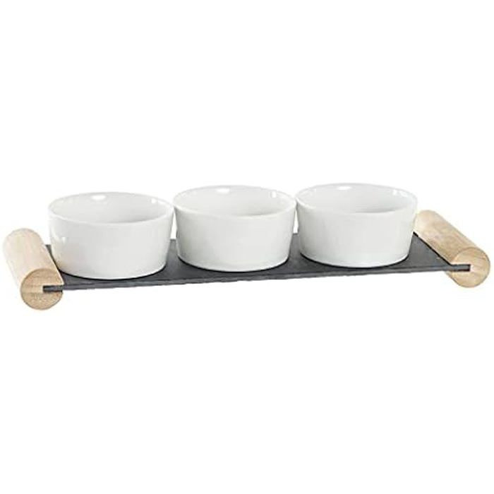 Plateau à apéritifs - DKD HOME DECOR - Estándar - Grès et ardoise - 24 x 42 x 36 cm - Blanc et noir