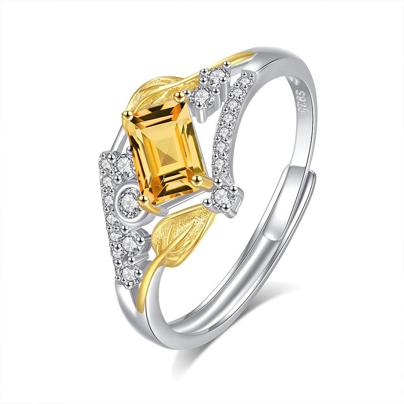 S925 Sterling Silver Natural Stone Ring Women's Fashion Niche Design Sense Rectangular Stone Position 4 * 6mm Fashion Retro Jewelry Gift