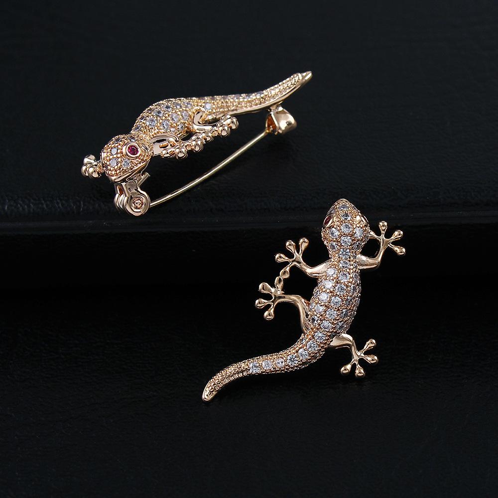 

Men s and Women s High-End Zircon-Inlaid Gecko Brooch with Anti-Exposure Buckle