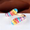 Cute Female Rainbow Enamel Adjustable Ring Gold Color Open Wedding Jewelry For Women