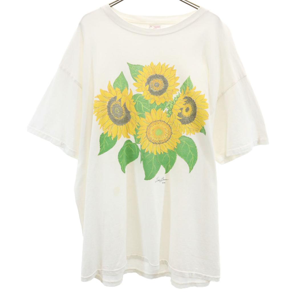 Delta 90s Old USA Made Sunflower Short Sleeve T-shirt XL Single Stitch Men's Used