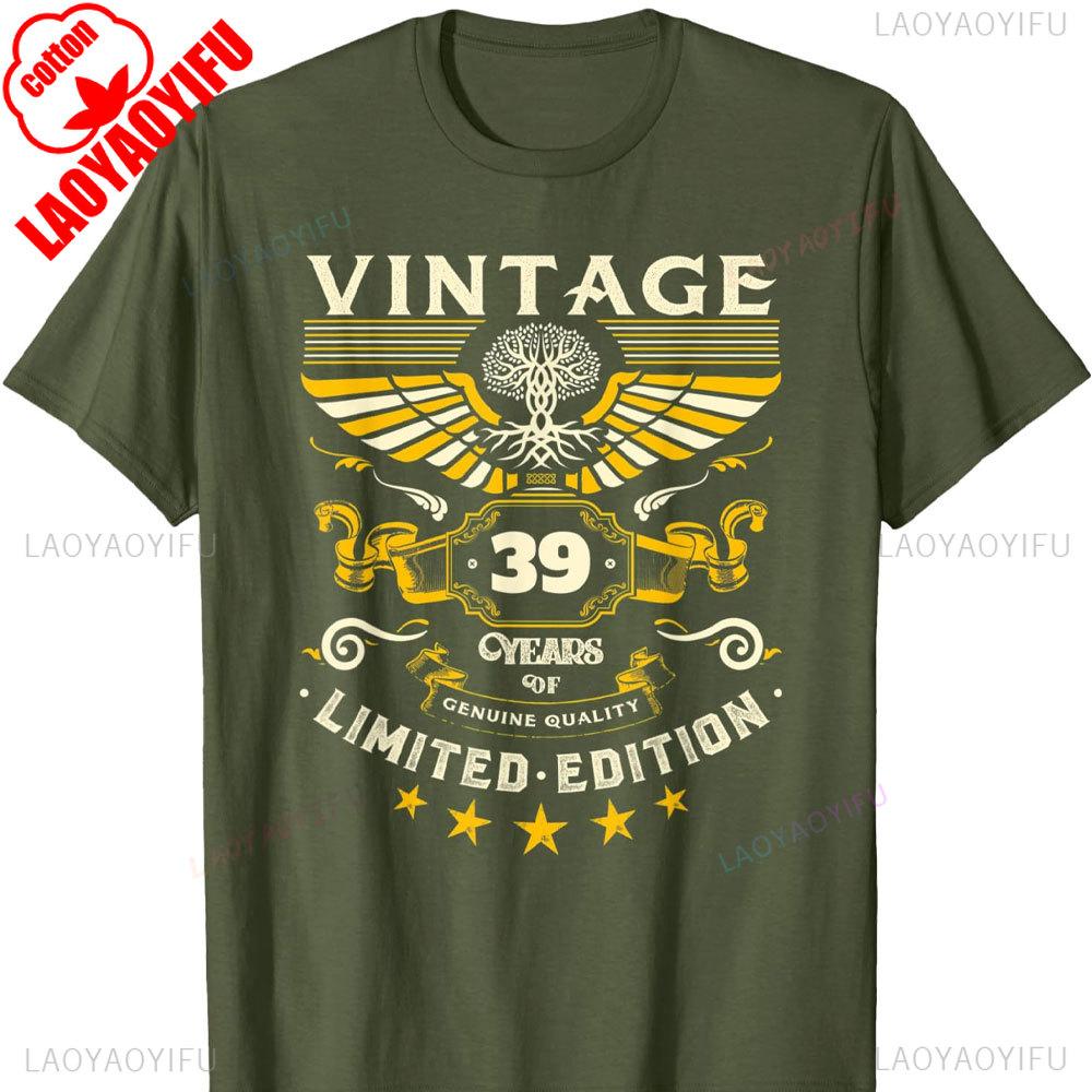 Mens Turning 39 Birthday Decorations for Men 39th Birthday TShirt Graphic T Shirts Men Clothing Streetwear High Quality Cotton