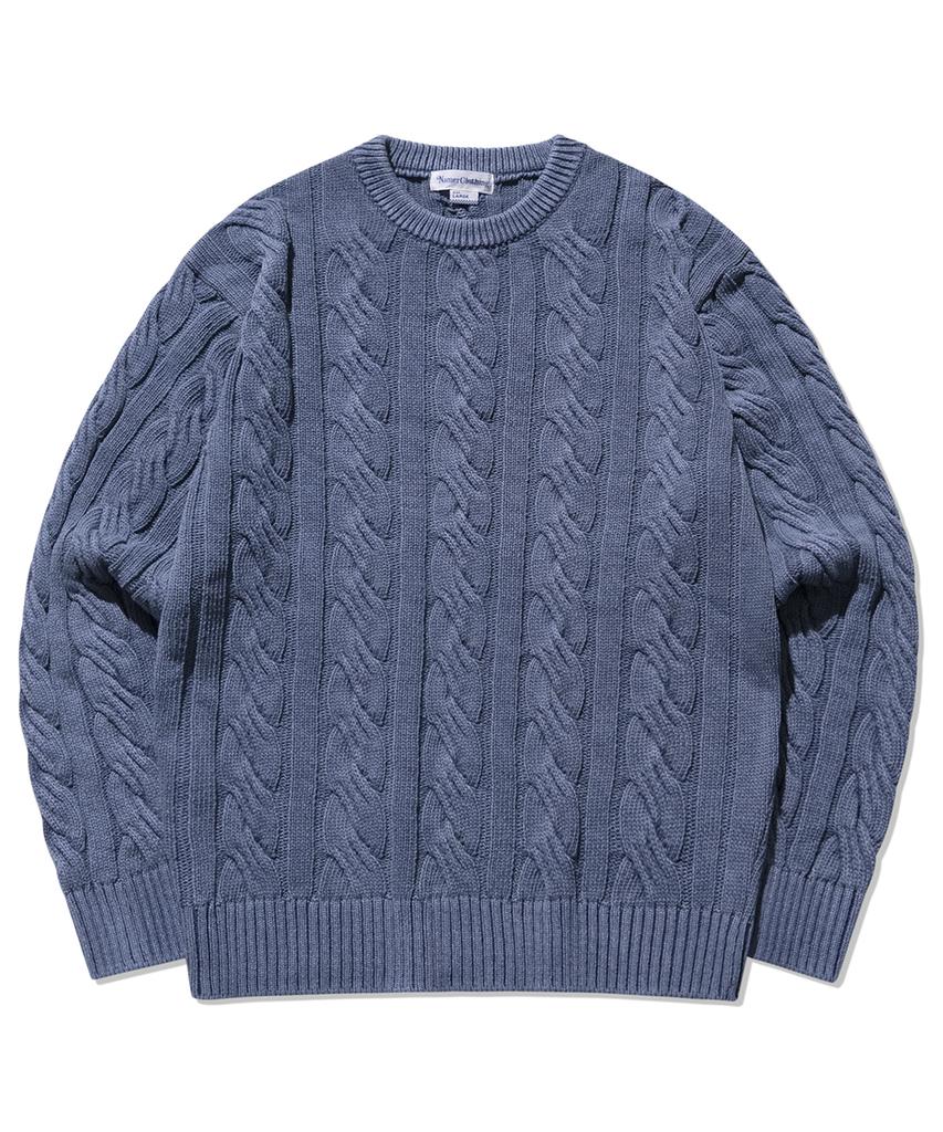 NAMERCLOTHING Pigment Aran Cable Sweater Dusty Blue