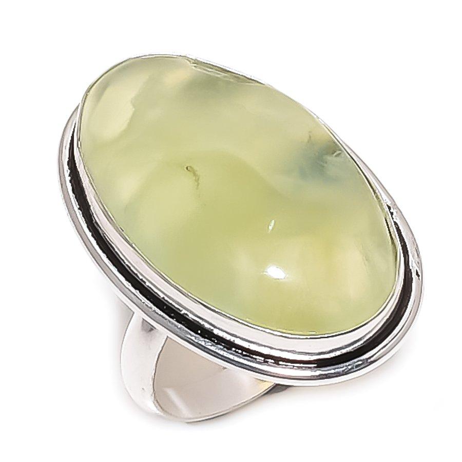 

Natural Prehnite Gemstone 925 Sterling Silver Jewelry Ring Size 8.5 c3k51