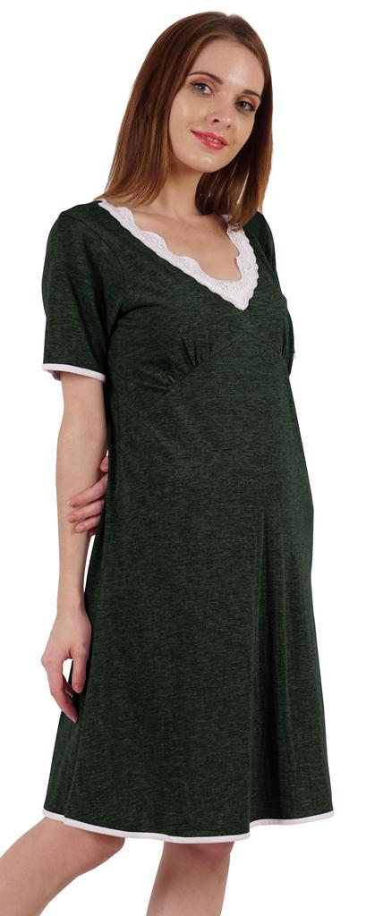 Inkmeso Solid Nightgown Dress For Women Nightwear Lace Short Sleeve Loungewear