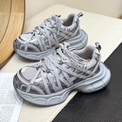 [Fanfuna] Platform Dad Shoes Women's 2025 New Autumn Casual Sports Shoes Mesh Breathable Running Women's Shoes