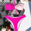 Damen-Bademode, Colorblock, Neckholder, Wickel-Kordelzug, sexy Bikini, brasilianische Strandmode, Badeanzüge