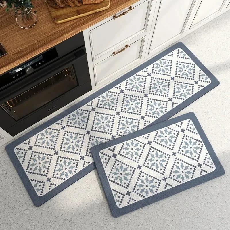 Kitchen Carpet Water-absorbent Anti-slip Floor Mat Diatom Mud Oil Absorption Foot Mats Minimalist Stripe Home Decoration Rug