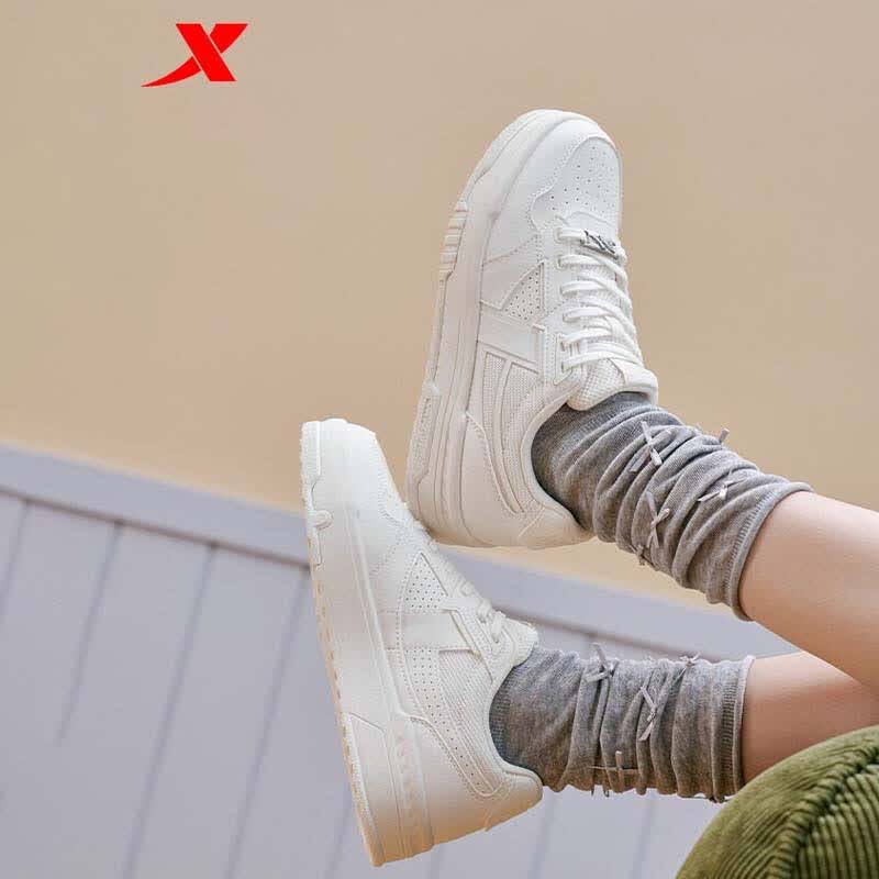 XTEP Women s Thick-Soled Casual White Shoes US 8