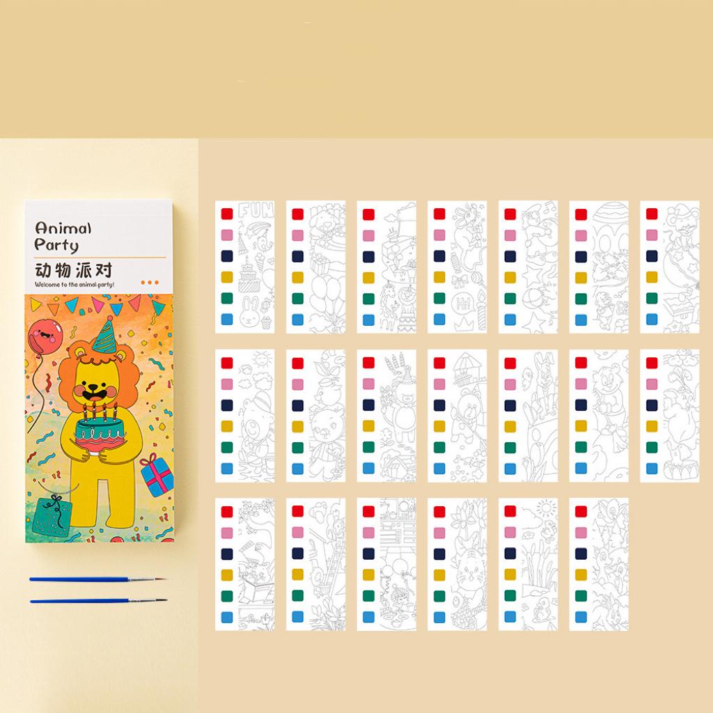 Высококачественная акварельная книжка-раскраска 20+ страниц + 2 ручки Детский сад Цветные Граффити Просвещение Записная книжка-картинки