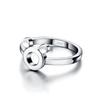 Bague Mickey Mignonne Polyvalente Bague en Cuivre Blanc Plaqué Or Rhodium Épais Bague Bijoux Simples en Argent
