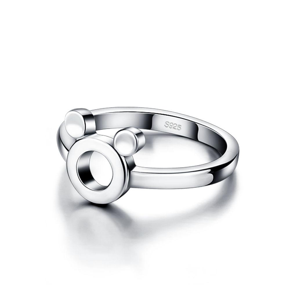 Bague Mickey Mignonne Polyvalente Bague en Cuivre Blanc Plaqué Or Rhodium Épais Bague Bijoux Simples en Argent
