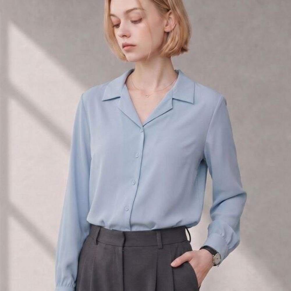 Melting Brown Women Semi Loose Fit Long Sleeve Shirt Open Collar Pajama Shirt Bl