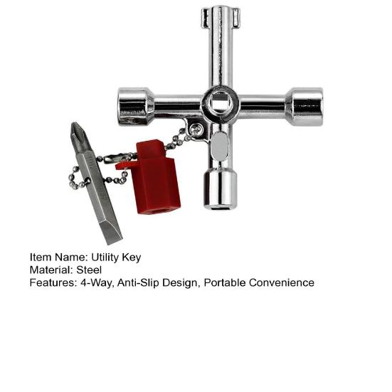 4-in-1 Water Meter Valve Key 4-Way Multi-Functional Water Utility Key High-Strength