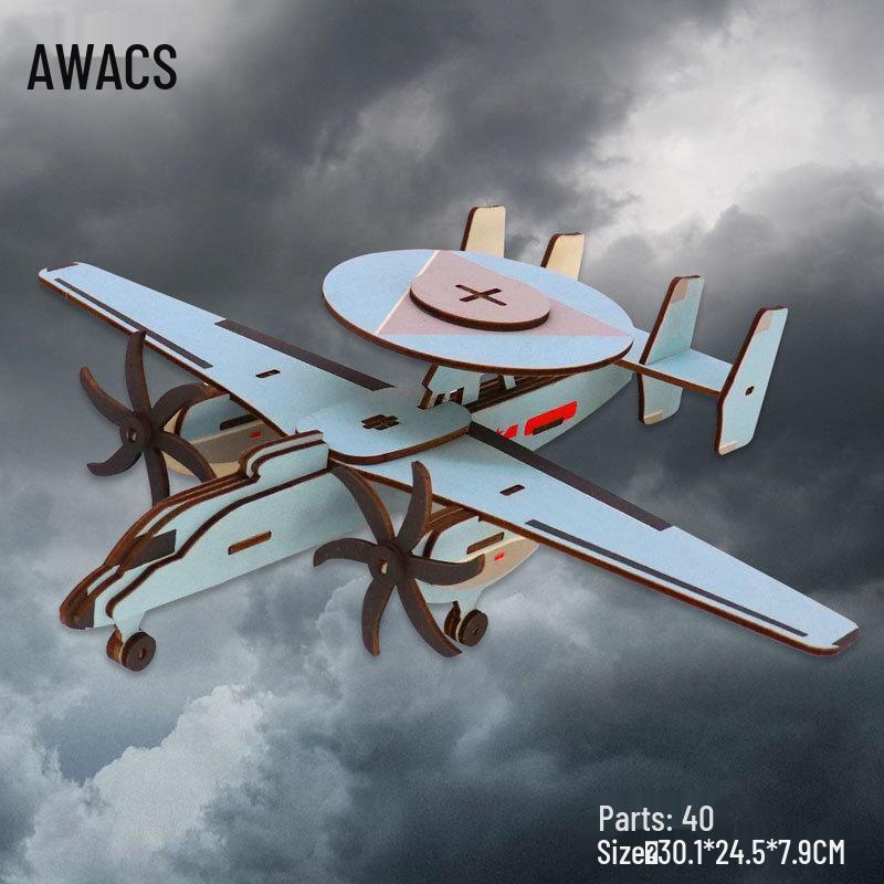 Wooden 3D Airplane Puzzle Educational DIY Toy for Children