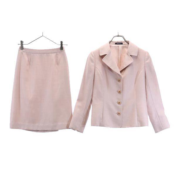 

Aquascutum Made in Japan Wool Blend Herringbone Skirt suit Setup 9 Pink Women Used