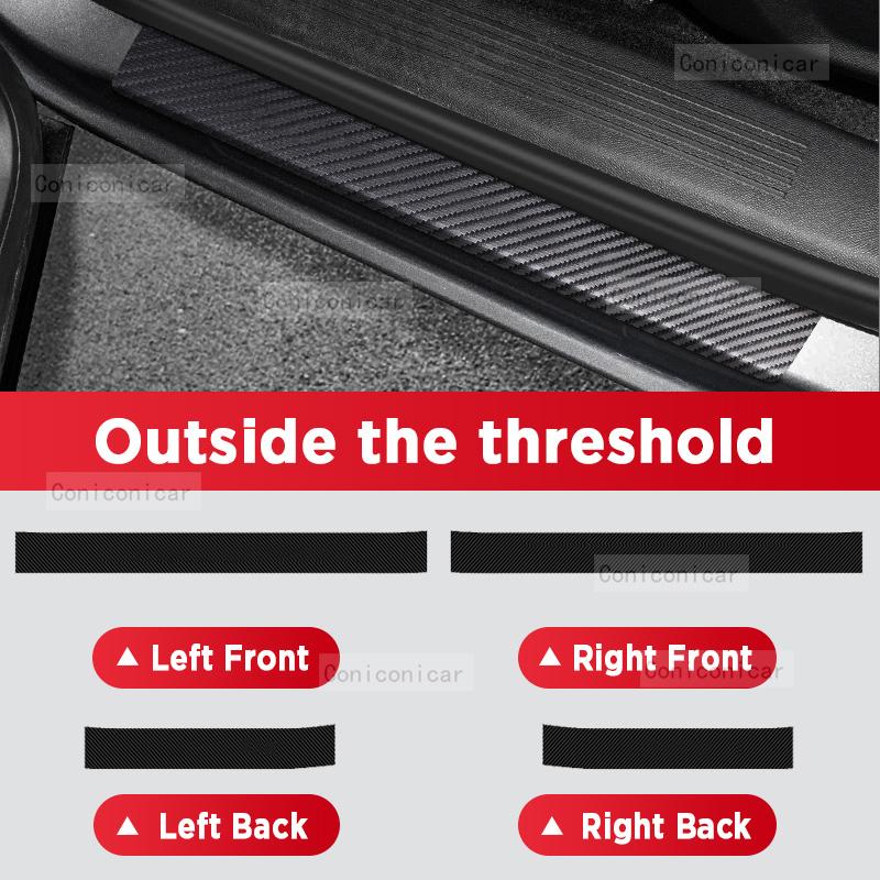 Car Carbon Fiber Door Sill Sticker For HAVAL H6 Hybrid 2022-2025 Threshold Pedal Anti-scratch Interior Decoration Accessories