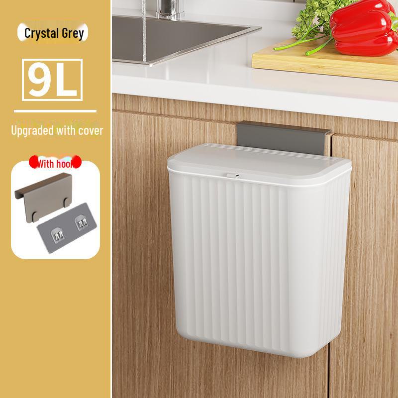 Wall-Mounted Sliding Cover Trash Can for Kitchen, Bathroom & Office