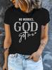 God Got Me Womens TShirt Comfortable Crew Neck Casual Cotton Blend ShortSleeves Soft Breathable Top Womenswear Tshirt Summer Spring Streetwear Fabric