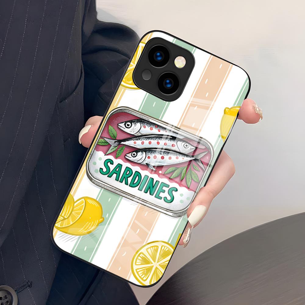 Sardinen Handyhülle Für IPhone 17 Pro Max 15 Pro 16 14 Plus 12 13 Mini 11 Pro Stoßfeste Glasabdeckung