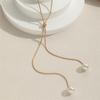 Simple Long Tassel Pull Pearl Pendant Necklace For Women Adjustable Y Necklace Clavicle Chain Choker  Jewelry Girls Gifts