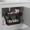 2 Tier Kitchen Sink Organizer With Hooks Multi-function Storage Rack Space-Saving Sliding Inner Basket Sliding Cabinet Basket