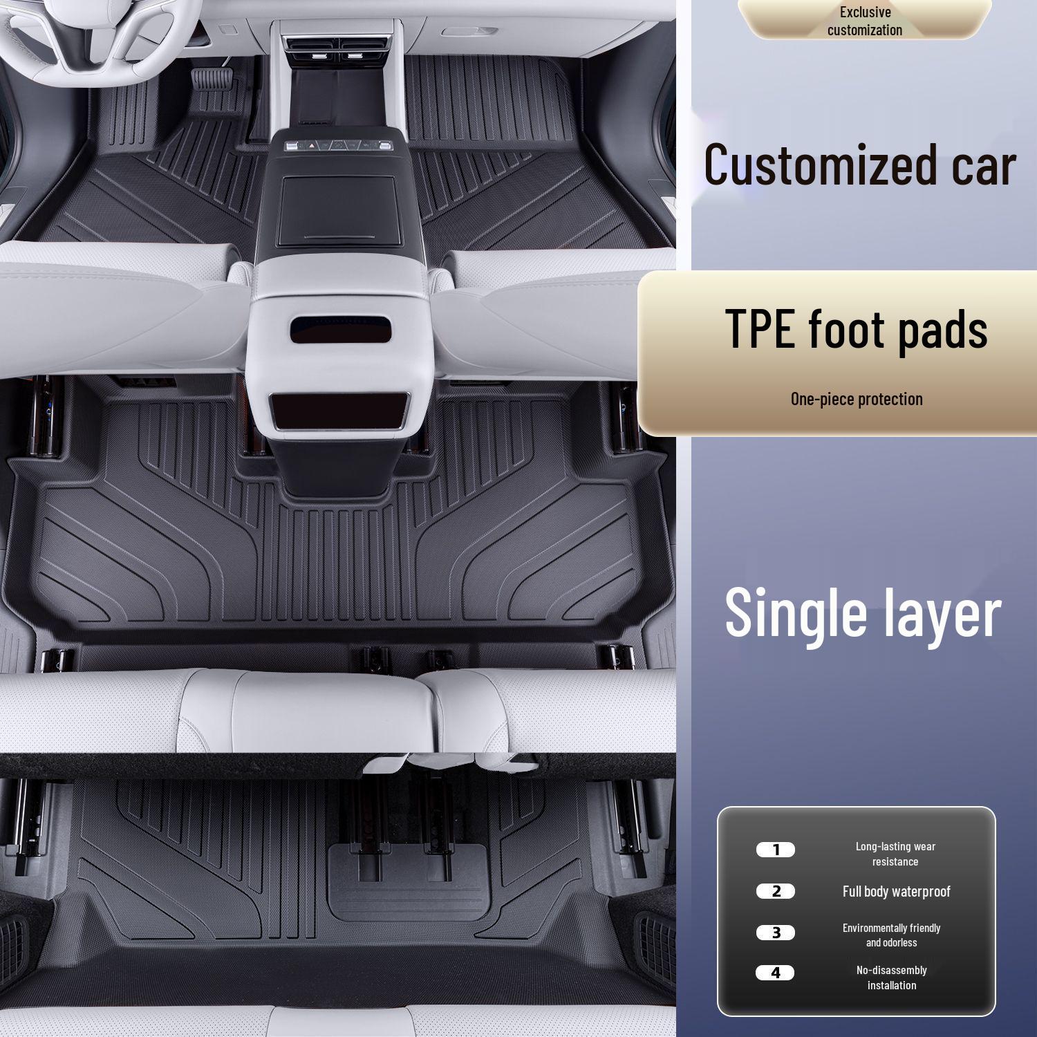 Ideal i8 TPE Floor Mats: Custom Carpet-Style Foot Mats for Cars Single Layer TPE Mats Dedicated