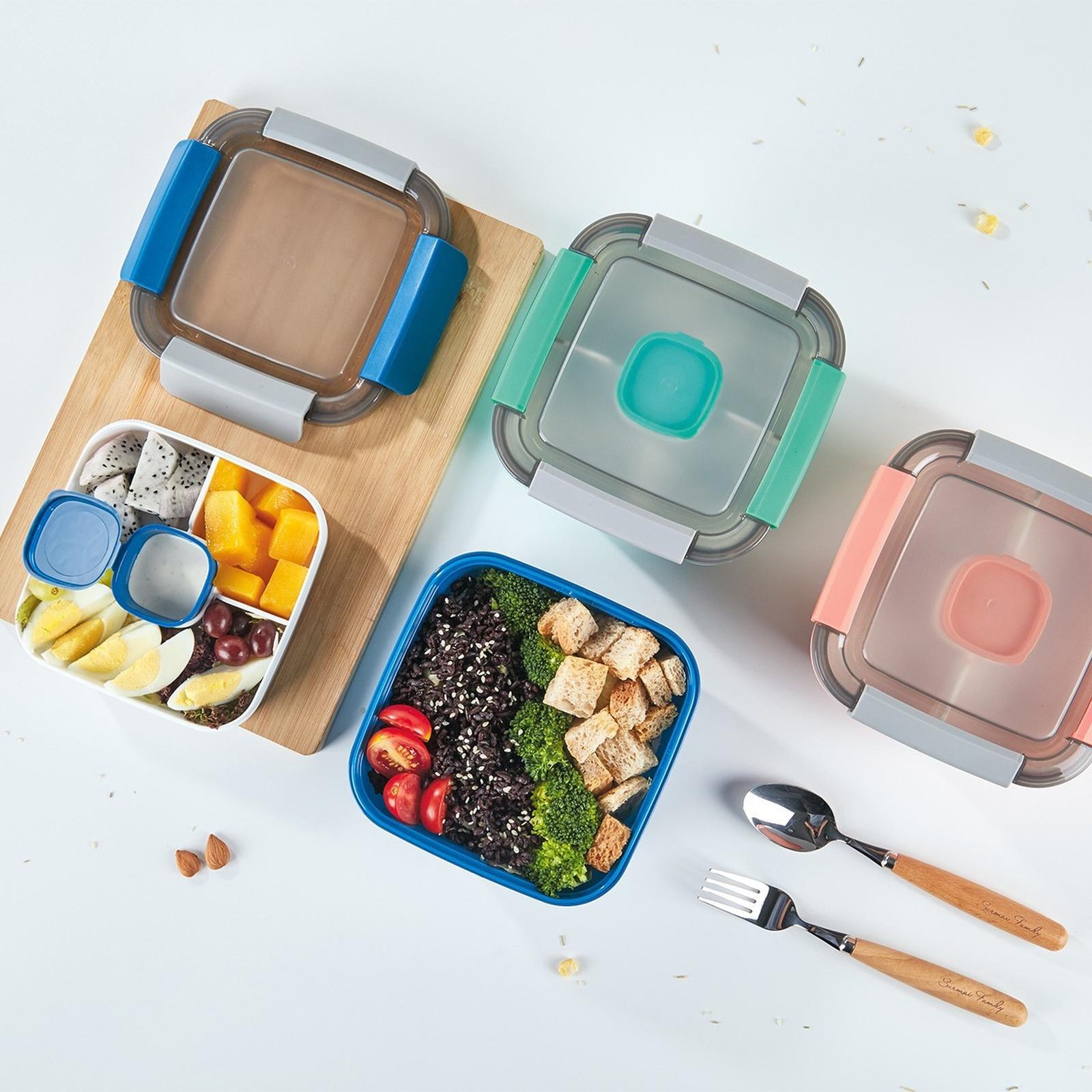 Double Layer Plastic Lunch Box, Divided Food Container Microwave Safe one size