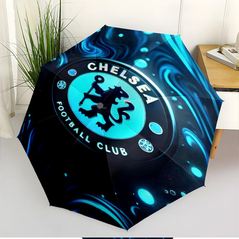 Parasol z nadrukiem Chelsea F.C. Automatyczne otwieranie i zamykanie, Przenośny składany parasol, na zewnątrz, do dojazdów, na wycieczkę kempingową, Idealny prezent urodzinowy
