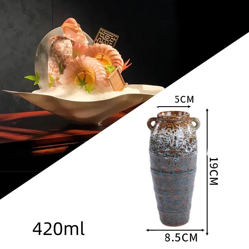 Sushi Shop Sashimi Plate Decoration Ceramic Small Bottle Dry Ice Japanese Kitchen Tableware Restaurant Toothpick Holder Storage