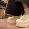 White sneakers spring new thick-soled ugly cute big-headed bread shoes heightening casual board shoes