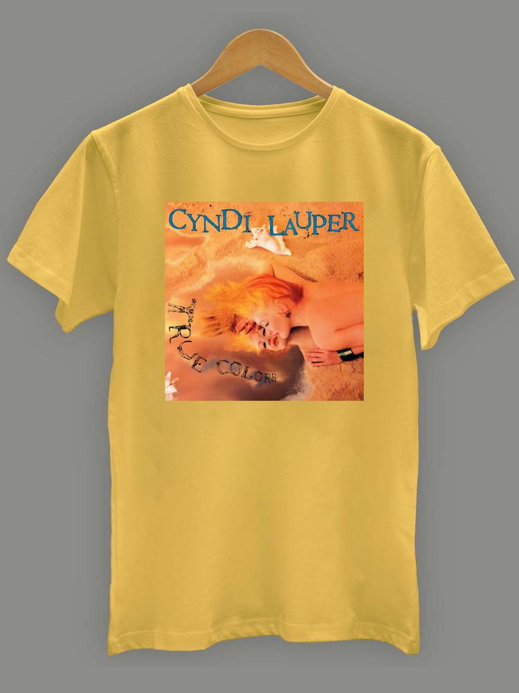 Nuova Camicia Gialla CYNDI LAUPER True Colors Regalo Tutte le taglie E434