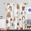 Set Of 2 Plane Printing Curtains Christmas Cookies Hot Chocolate Versatile Polyester Without Rod Sheer Made