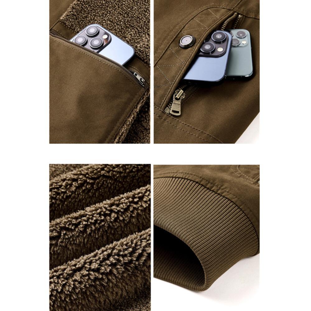 Men Cotton Jacket 2025 Retro Versatile Lamb Fleece Thickened Anti Cold Warm Collar Coat Outdoor Casual Winter Wear Cotton Jacket