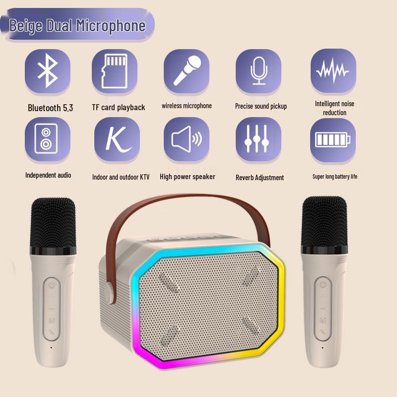 P3 Bluetooth Mini Speaker with Wireless Microphone for Home Karaoke