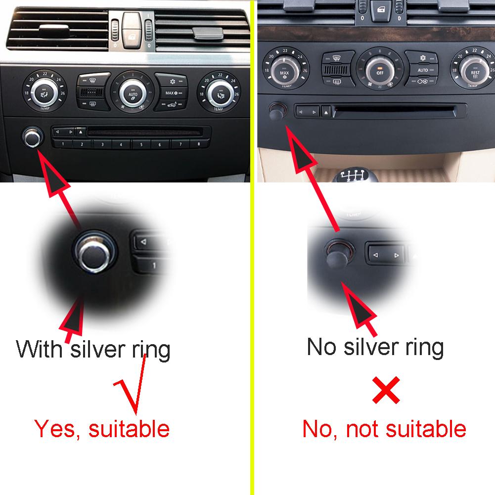 

Автомобильная центральная консоль, ручка регулировки громкости, кнопка, кольцо, рамка, наклейка для BMW E60 E61 Color-Silver