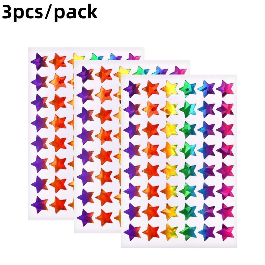 3pcs/packLaser Star Heart Dot Stickers Colorful Glass Bottle Gift Packaging Bag Decoration Stickers Reward Adhesive Labels Seali