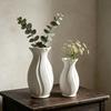 Small White Faux Ceramic Vase Minimalist Modern Pampas Grass Vase Decorative Flower Holder for Table Fireplace Shelf Living Room Decor