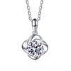 6.5mm Four Leaf Clover Twist Design Solitaire Moissanite Pendant Necklace S925 Sterling Silver For Women