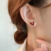 Red Dripping Oil Love Stud Earrings Personalized Fashion Simple Earrings Temperament Peach Heart Earrings