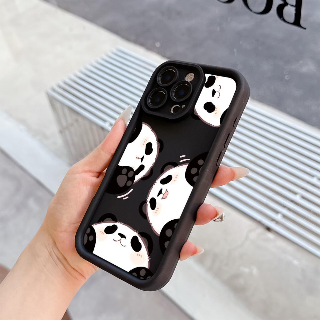 Pandas Pattern Soft TPU Phone Case for iPhone 17 Air 16 15 14 Pro Max Plus 13 12 Mini 8 7 X Xs Back Cover