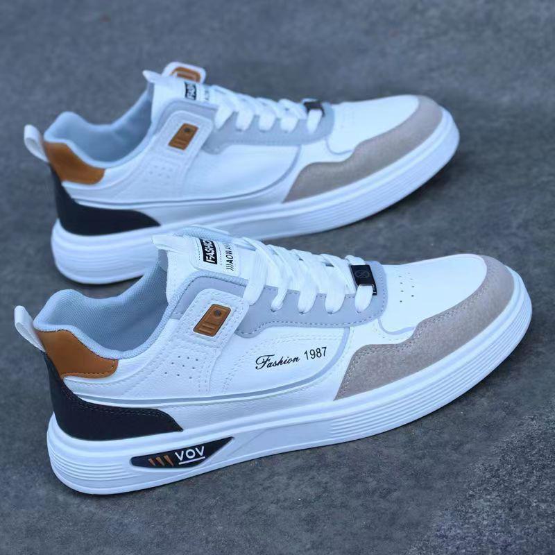 Men's White Plus Velvet Black Skateboard Shoes - Fashionable Autumn Casual Sneakers
