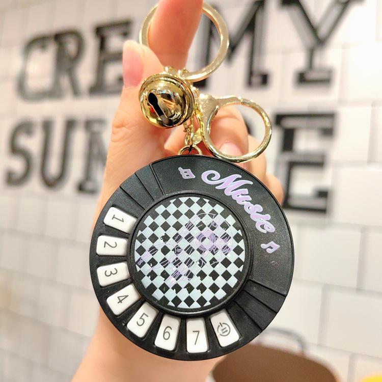 Mini Guitar Keychain with DJ Scratch Sound - Fun Musical Schoolbag Toy for Kids