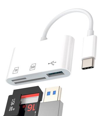 USB-C Adapter, SD Card Reader, TF Card, Micro USB 3.0, OTG Port, Docking Station (3-in-1), Thunderbolt 4 Type-C Dongle Cable, Compatible with